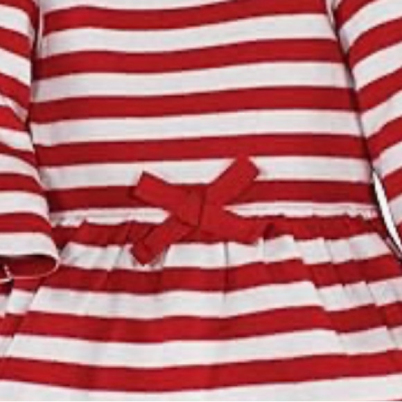 Hudson Baby Red and White Striped Dress 100% Cotton Long Sleeve Bow Detail NWOT - Picture 2 of 2